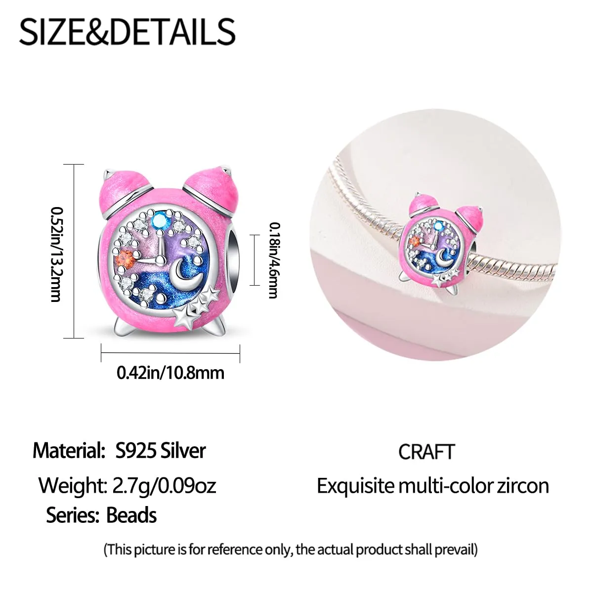 KUNSIR Ciondolo in Argento Sterling 925 con Cubic Zirconia per Braccialetti e Collane Europei - immagine 5
