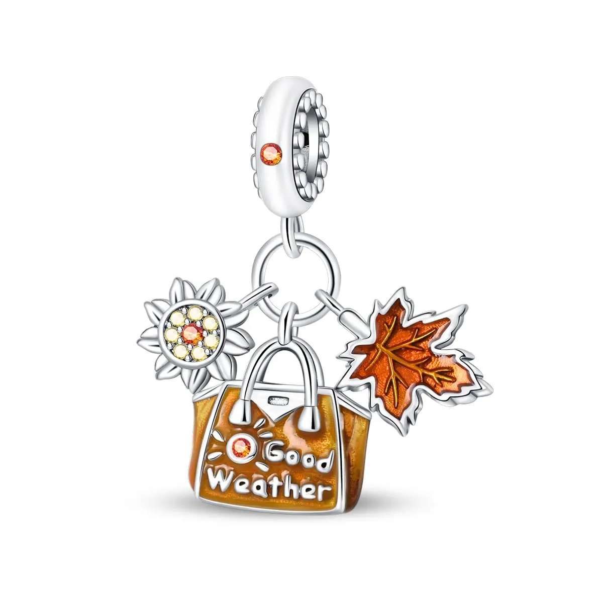 KUNSIR Bead Charm in Argento Sterling 925 con Cubic Zirconia, Compatibile con Braccialetti e Collane Europei - immagine 1