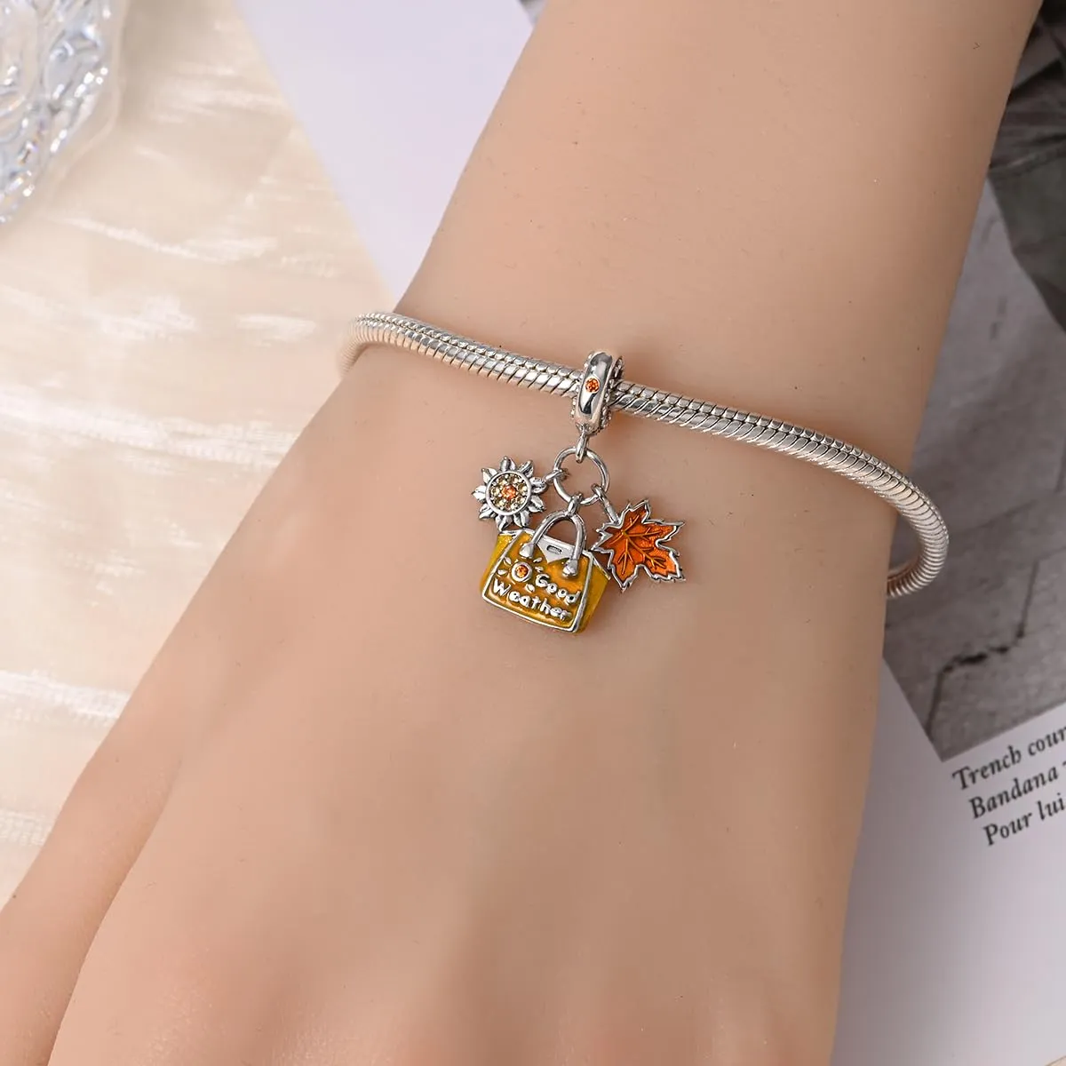 KUNSIR Bead Charm in Argento Sterling 925 con Cubic Zirconia, Compatibile con Braccialetti e Collane Europei - immagine 4