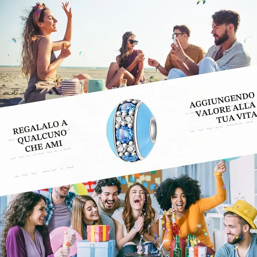 LNQOBU Charm Bead Ciondolo Donna Argento Sterling 925 per Bracciali e Collane - immagine 7
