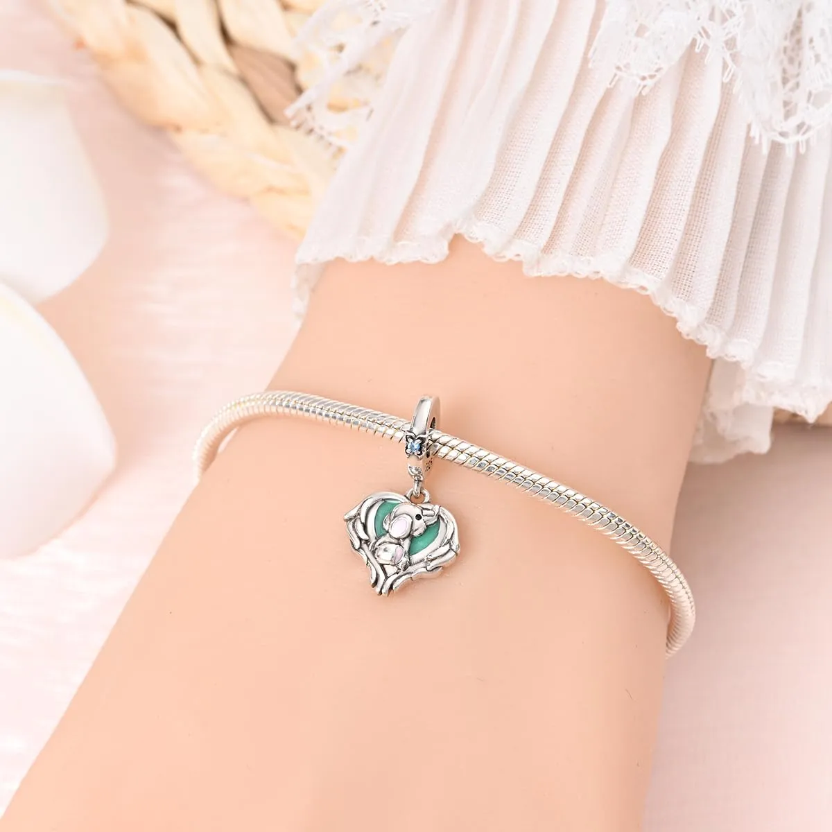 KUNSIR Ciondolo in Argento Sterling 925 con Cubic Zirconia per Braccialetti e Collane Europei - immagine 5