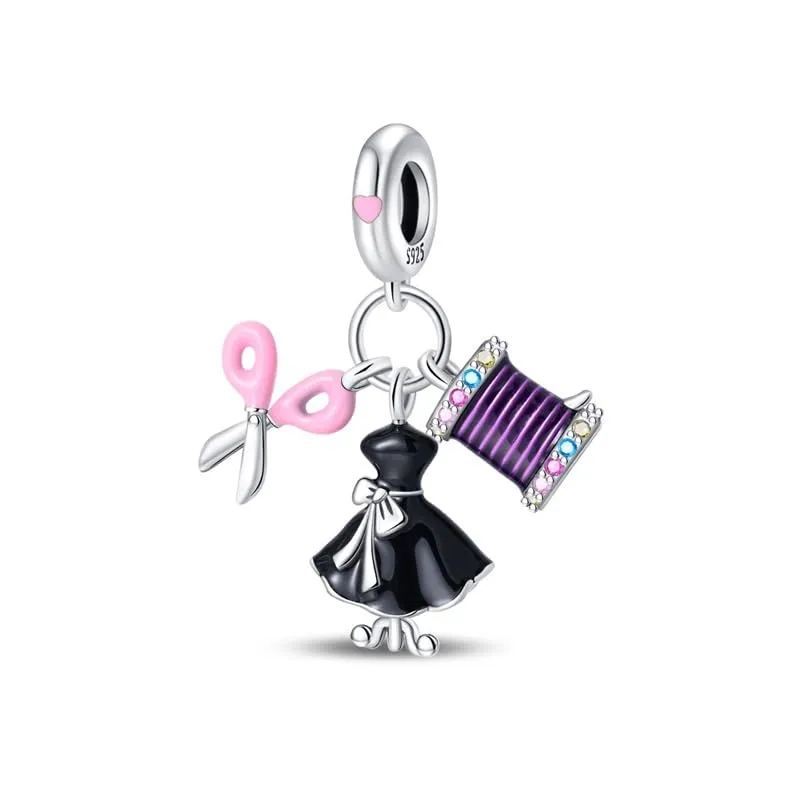 KUNSIR Bead Charm Ciondolo Argento Sterling 925 con Cubic Zirconia per Braccialetti e Collane Europei - immagine 1