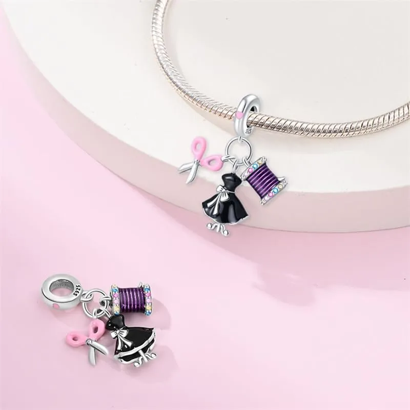 KUNSIR Bead Charm Ciondolo Argento Sterling 925 con Cubic Zirconia per Braccialetti e Collane Europei - immagine 2