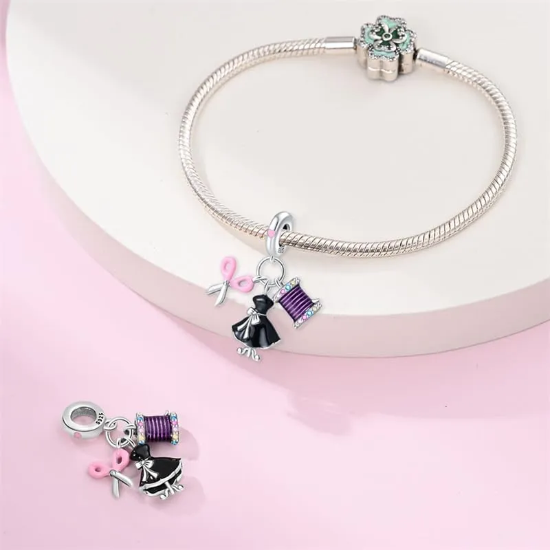 KUNSIR Bead Charm Ciondolo Argento Sterling 925 con Cubic Zirconia per Braccialetti e Collane Europei - immagine 3