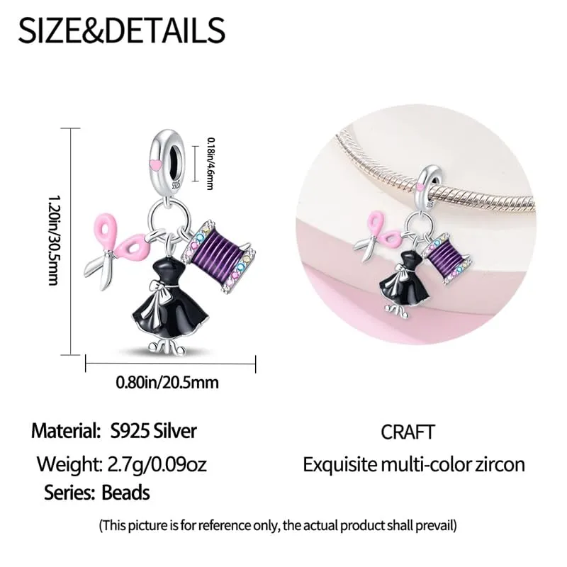 KUNSIR Bead Charm Ciondolo Argento Sterling 925 con Cubic Zirconia per Braccialetti e Collane Europei - immagine 5