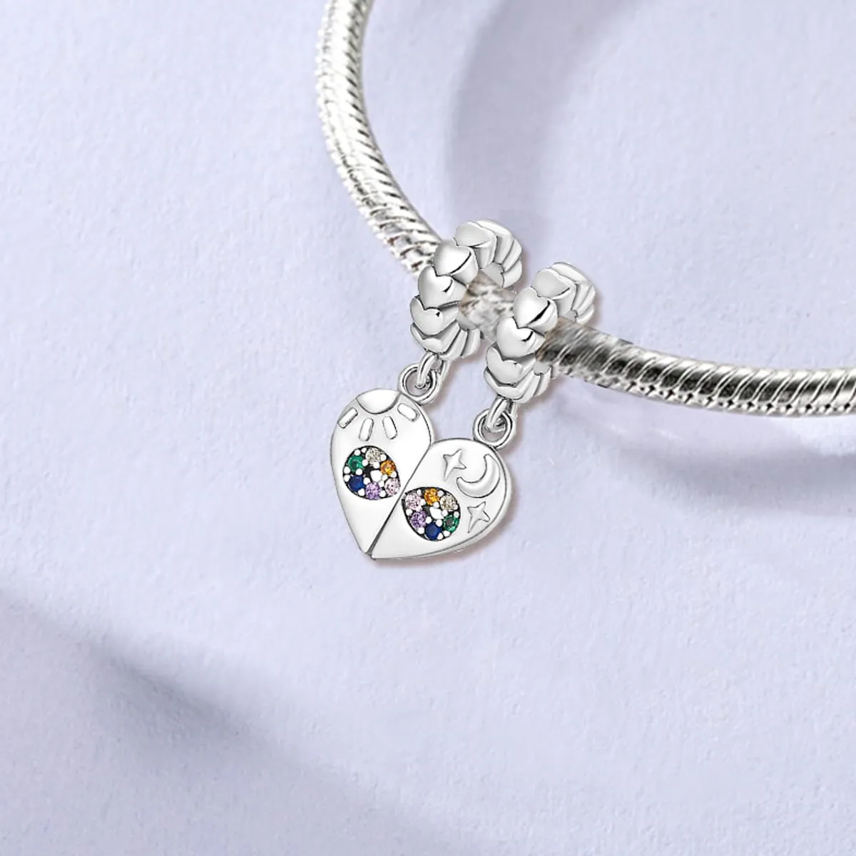 LNQOBU Charm Madre e Figlia Mum Sister in Argento 925 con Zirconi 5A per Braccialetti Pandora - immagine 2