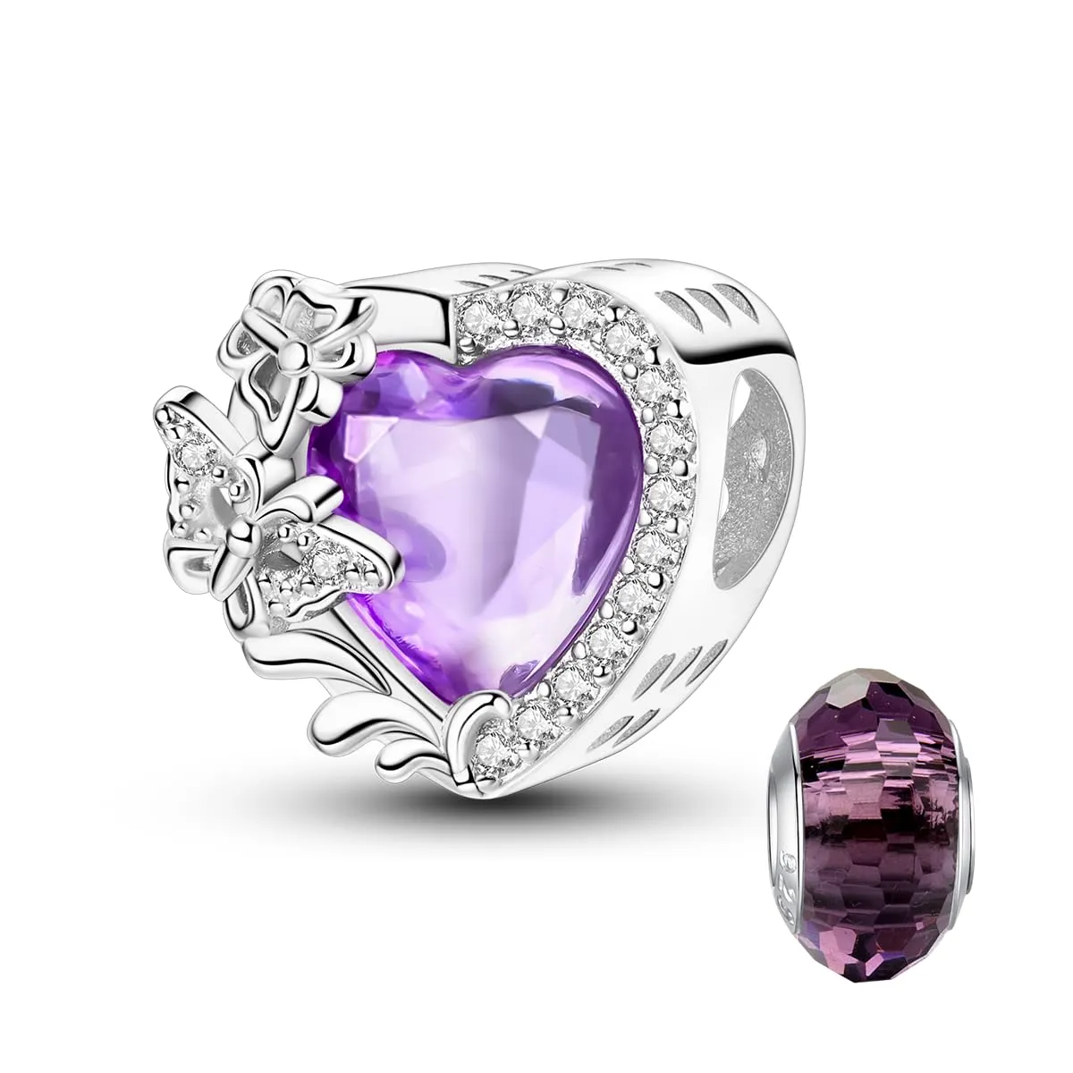 LNQOBU Charm Madre e Figlia Mum Sister in Argento 925 con Zirconi 5A per Braccialetti Pandora - immagine 1