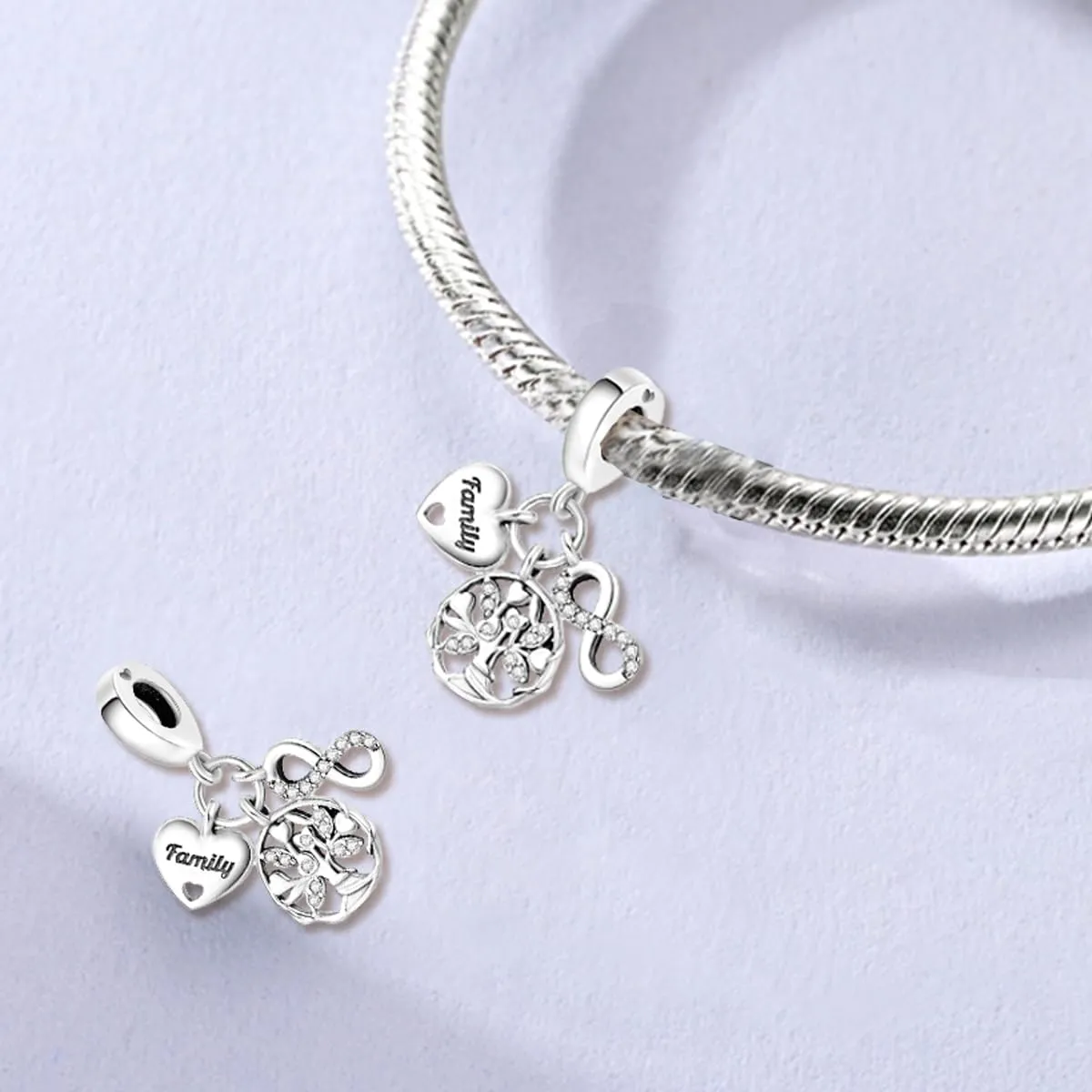 LNQOBU Charm Madre e Figlia Mum Sister in Argento 925 con Zirconi 5A per Braccialetti Pandora - immagine 4