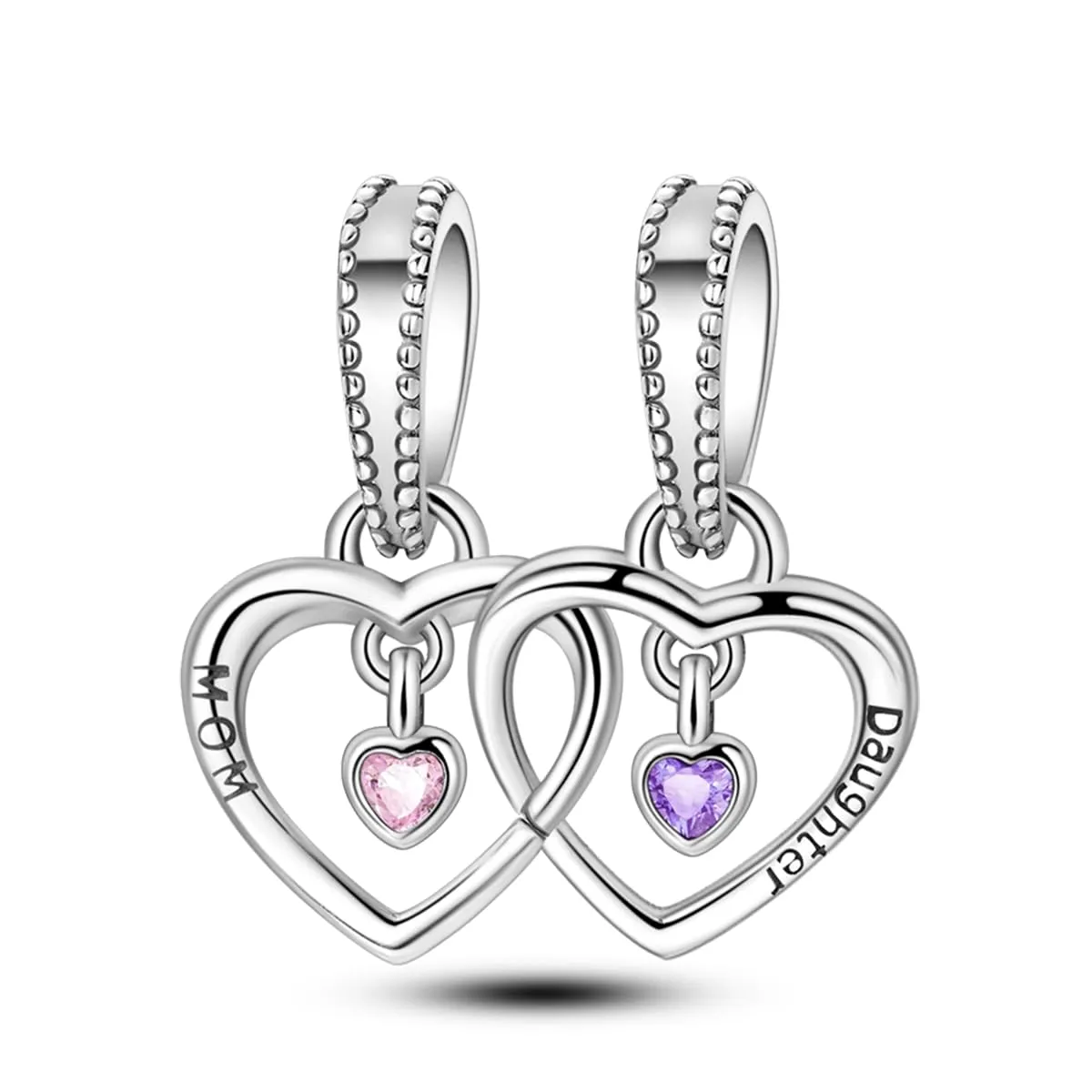 LNQOBU Charm Madre e Figlia Mum Sister in Argento 925 con Zirconi 5A per Braccialetti Pandora - immagine 4