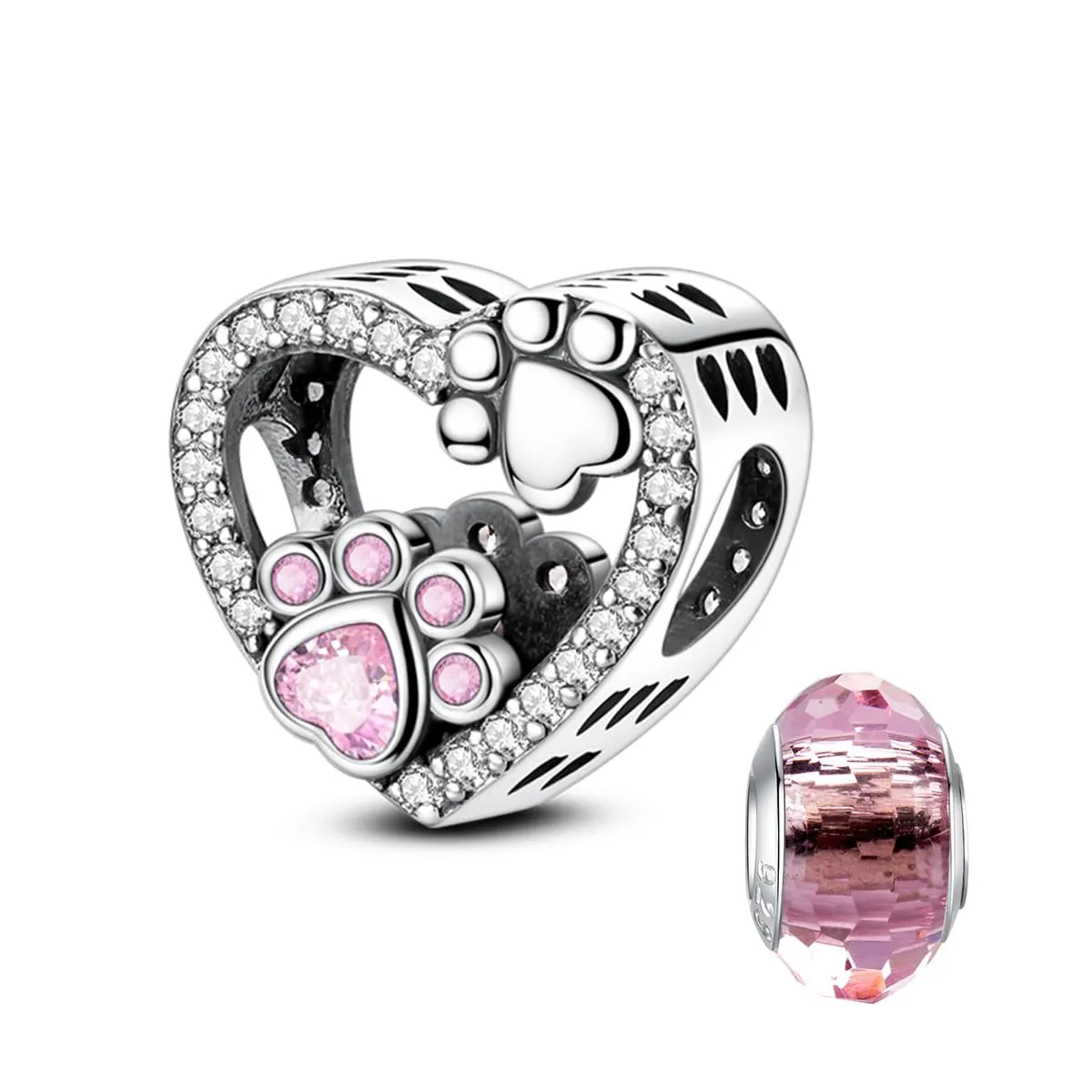LNQOBU Charm Madre e Figlia Mum Sister in Argento 925 e Zirconi 5A per Braccialetti Pandora - immagine 1