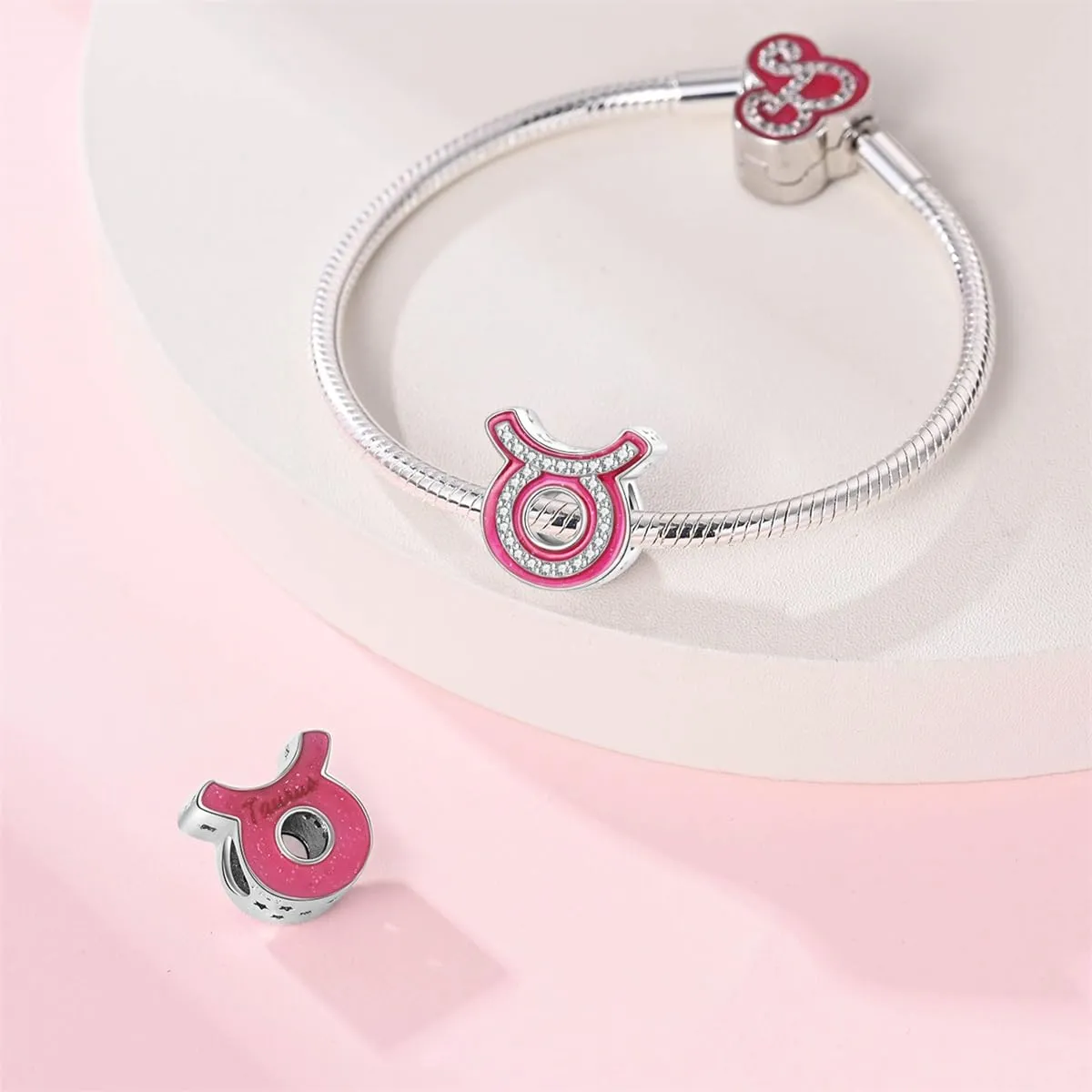 KUNSIR 925 Sterling Silver Bead Charm with Cubic Zirconia for Pandora Compatible Bracelets and Necklaces - immagine 3