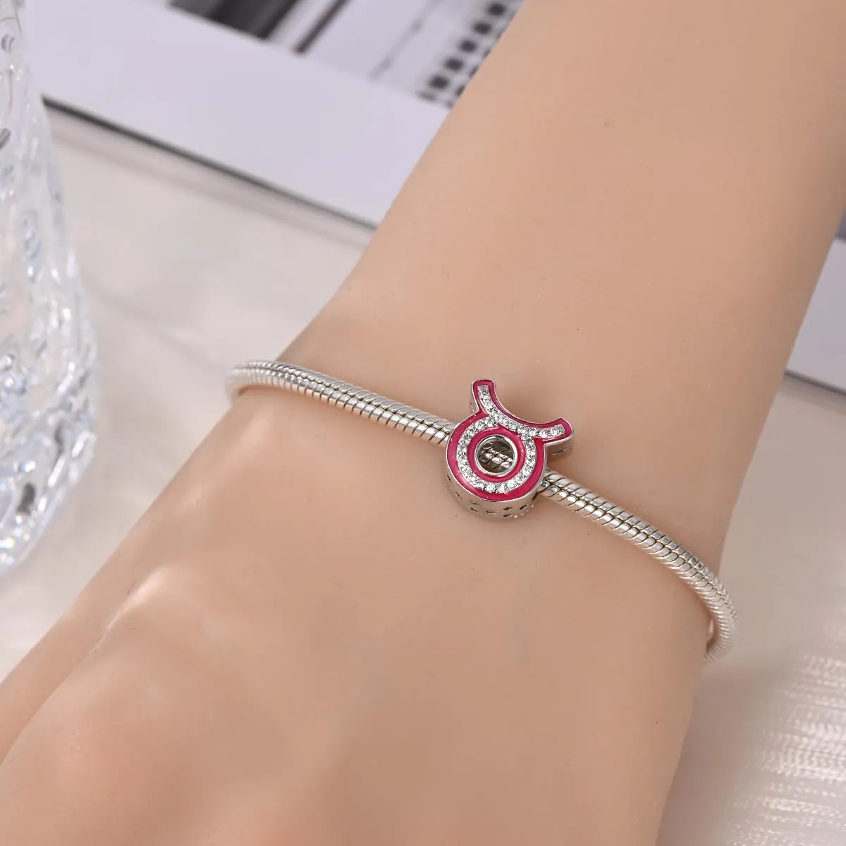 KUNSIR 925 Sterling Silver Bead Charm with Cubic Zirconia for Pandora Compatible Bracelets and Necklaces - immagine 4