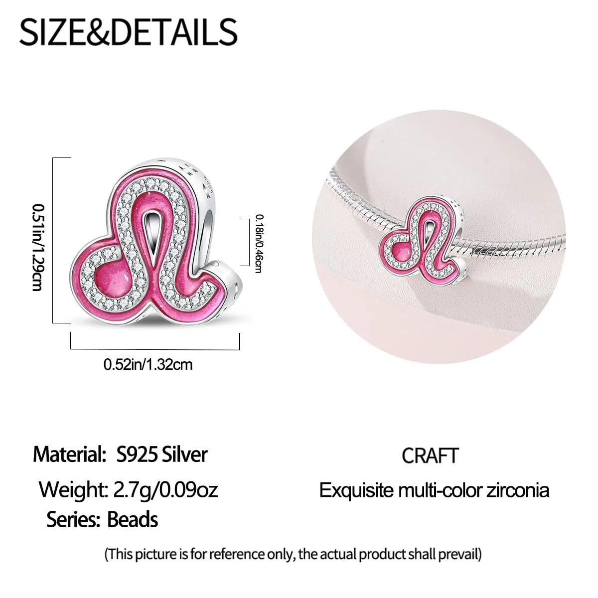 KUNSIR Ciondolo in Argento Sterling 925 con Cubic Zirconia per Braccialetti e Collane Europei - immagine 5