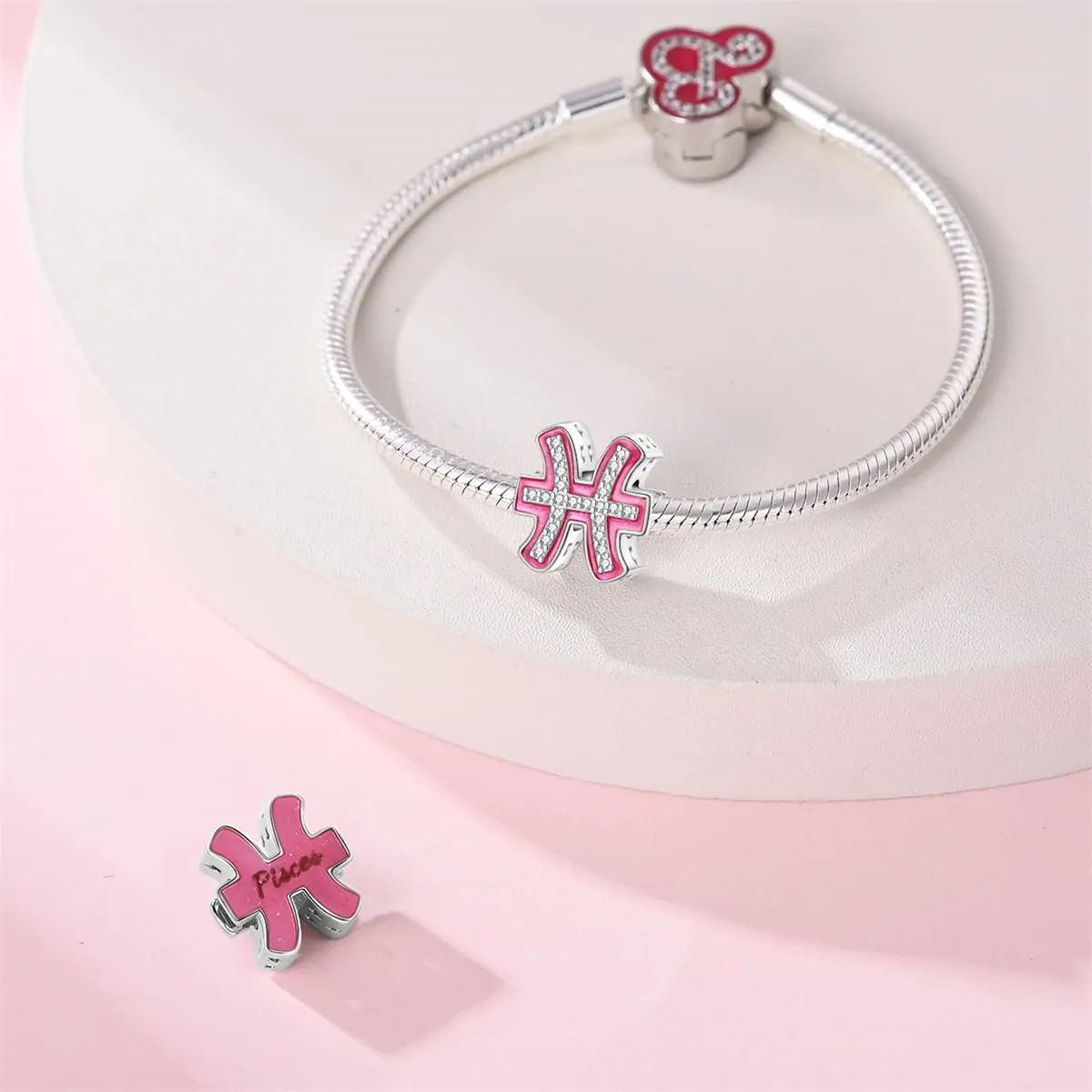KUNSIR Bead Charm in Argento Sterling 925 con Cubic Zirconia per Braccialetti e Collane Europei - immagine 3