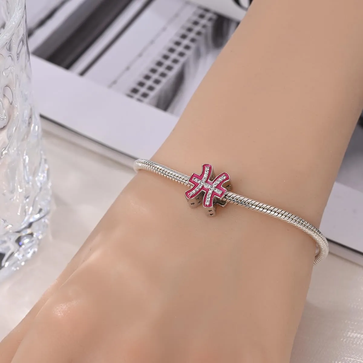 KUNSIR Bead Charm in Argento Sterling 925 con Cubic Zirconia per Braccialetti e Collane Europei - immagine 4