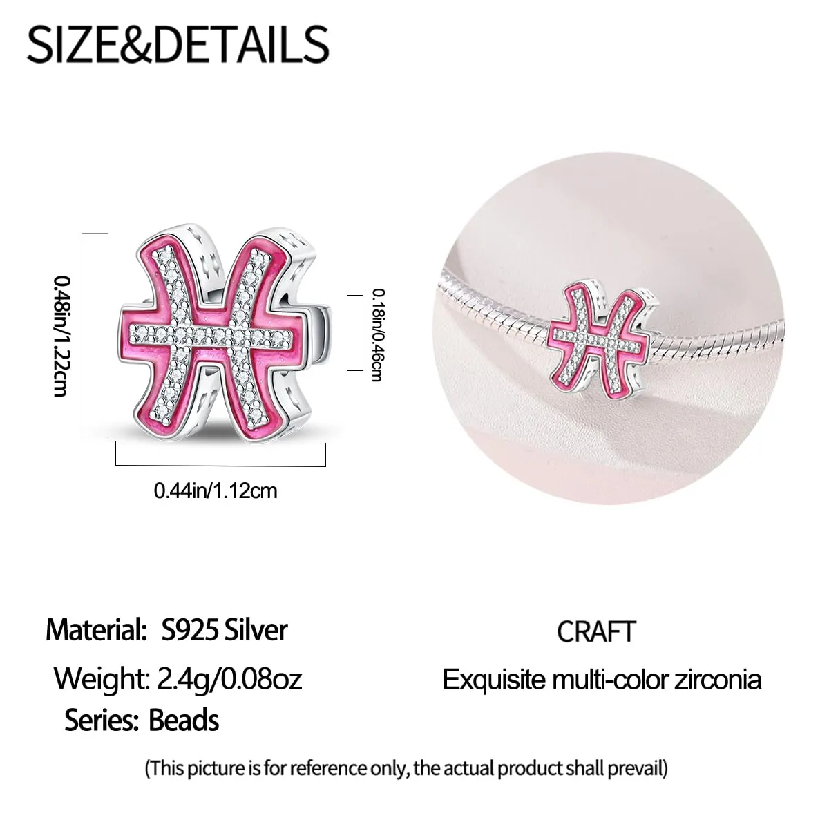 KUNSIR Bead Charm in Argento Sterling 925 con Cubic Zirconia per Braccialetti e Collane Europei - immagine 5