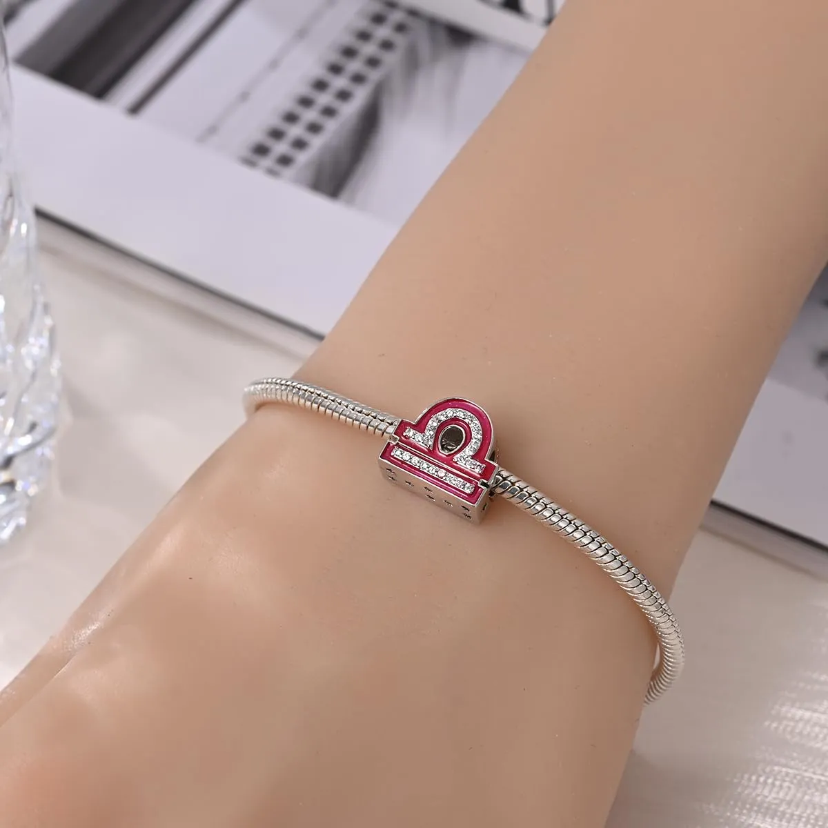 KUNSIR Bead Charm in Argento Sterling 925 con Cubic Zirconia per Braccialetti e Collane Europei - immagine 4