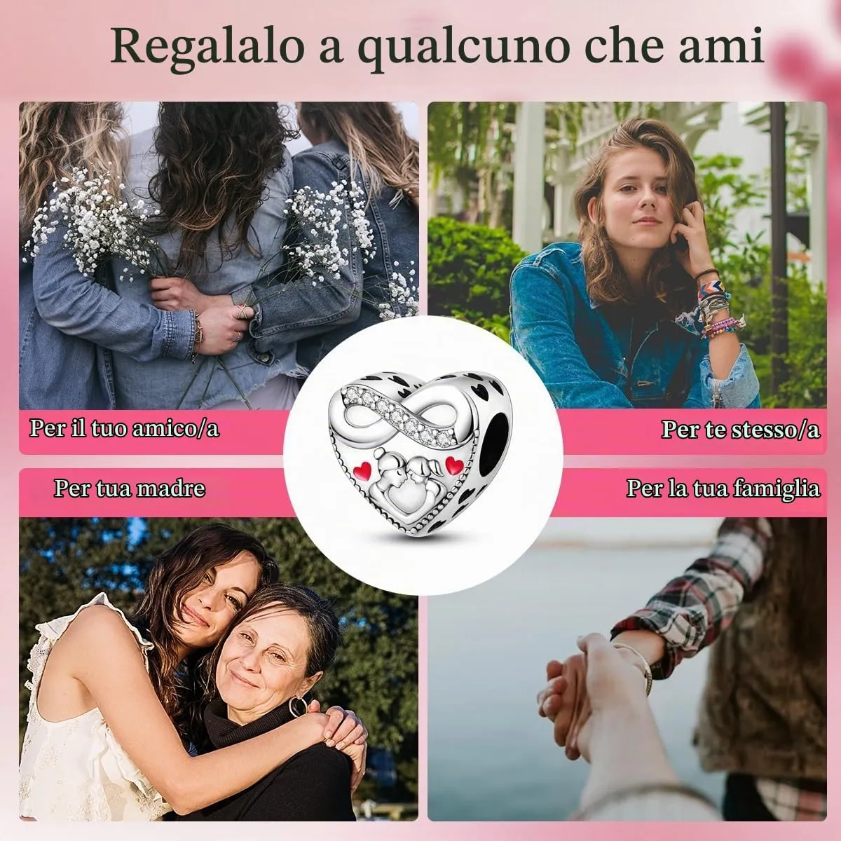 CYCUFF Sterling Silver 925 Charms for European Bracelets and Necklaces, Mother and Daughter Pearls - immagine 5