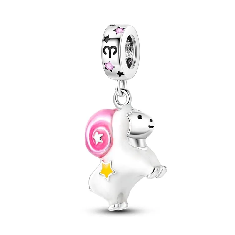 KUNSIR Bead Charm in Argento Sterling 925 con Cubic Zirconia per Braccialetti e Collane Europei - immagine 1