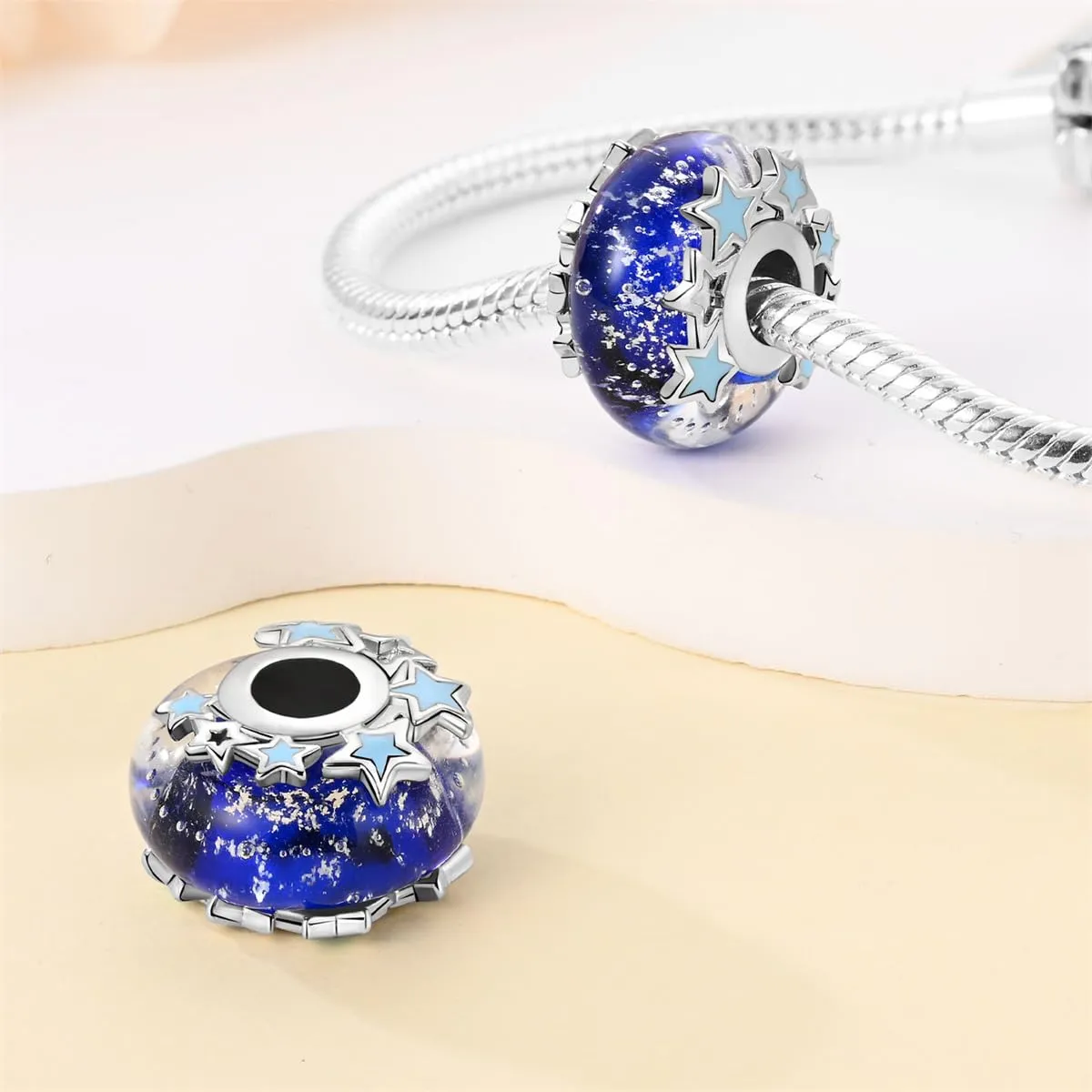KUNSIR Bead Charm in Argento Sterling 925 con Cubic Zirconia per Braccialetti e Collane Europei - immagine 2