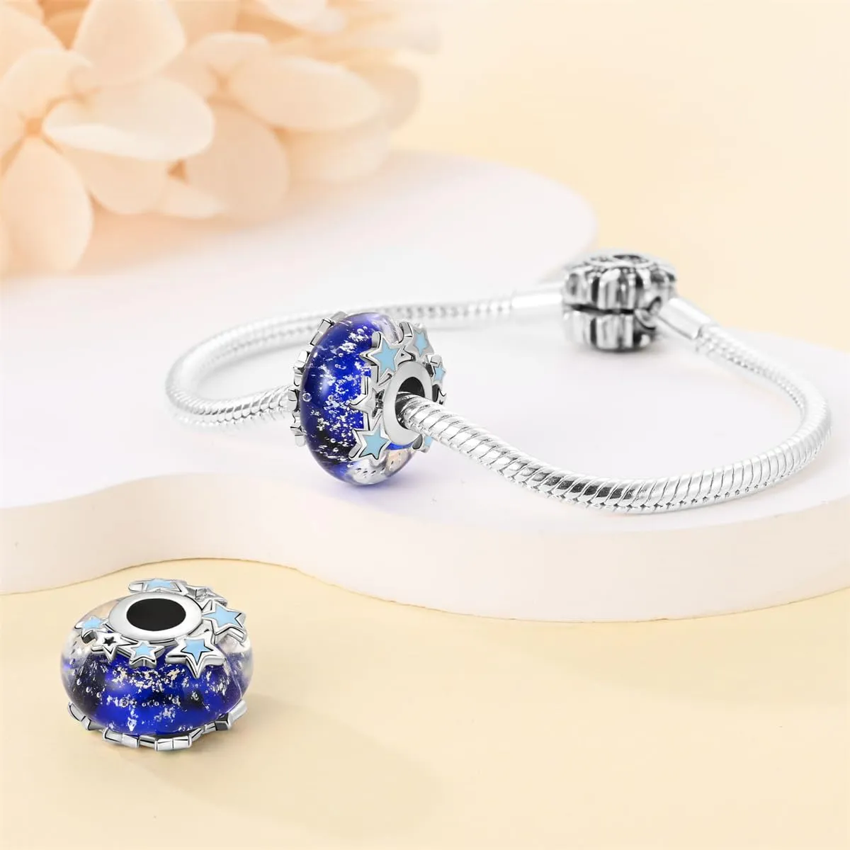 KUNSIR Bead Charm in Argento Sterling 925 con Cubic Zirconia per Braccialetti e Collane Europei - immagine 3