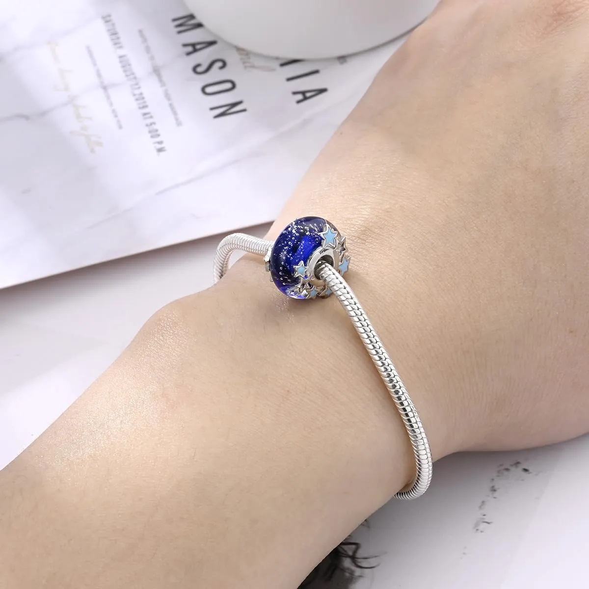 KUNSIR Bead Charm in Argento Sterling 925 con Cubic Zirconia per Braccialetti e Collane Europei - immagine 4
