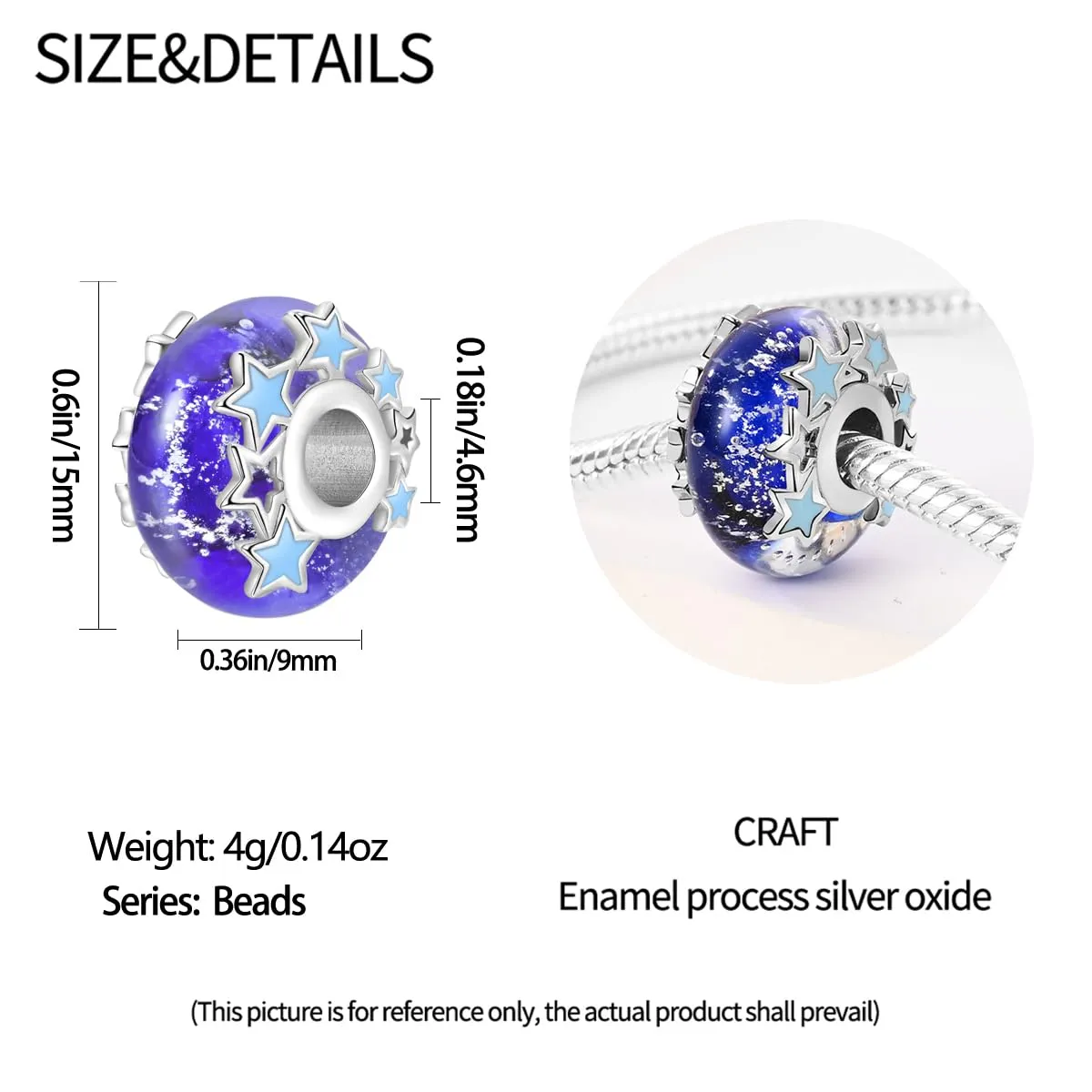 KUNSIR Bead Charm in Argento Sterling 925 con Cubic Zirconia per Braccialetti e Collane Europei - immagine 5