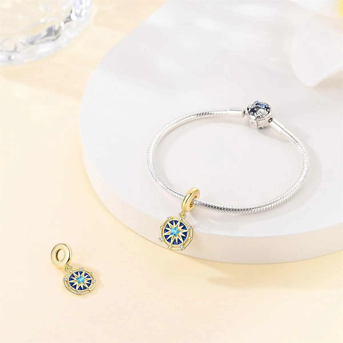 KUNSIR Bead Charm in Argento Sterling 925 con Cubic Zirconia per Braccialetti e Collane Europei - immagine 3