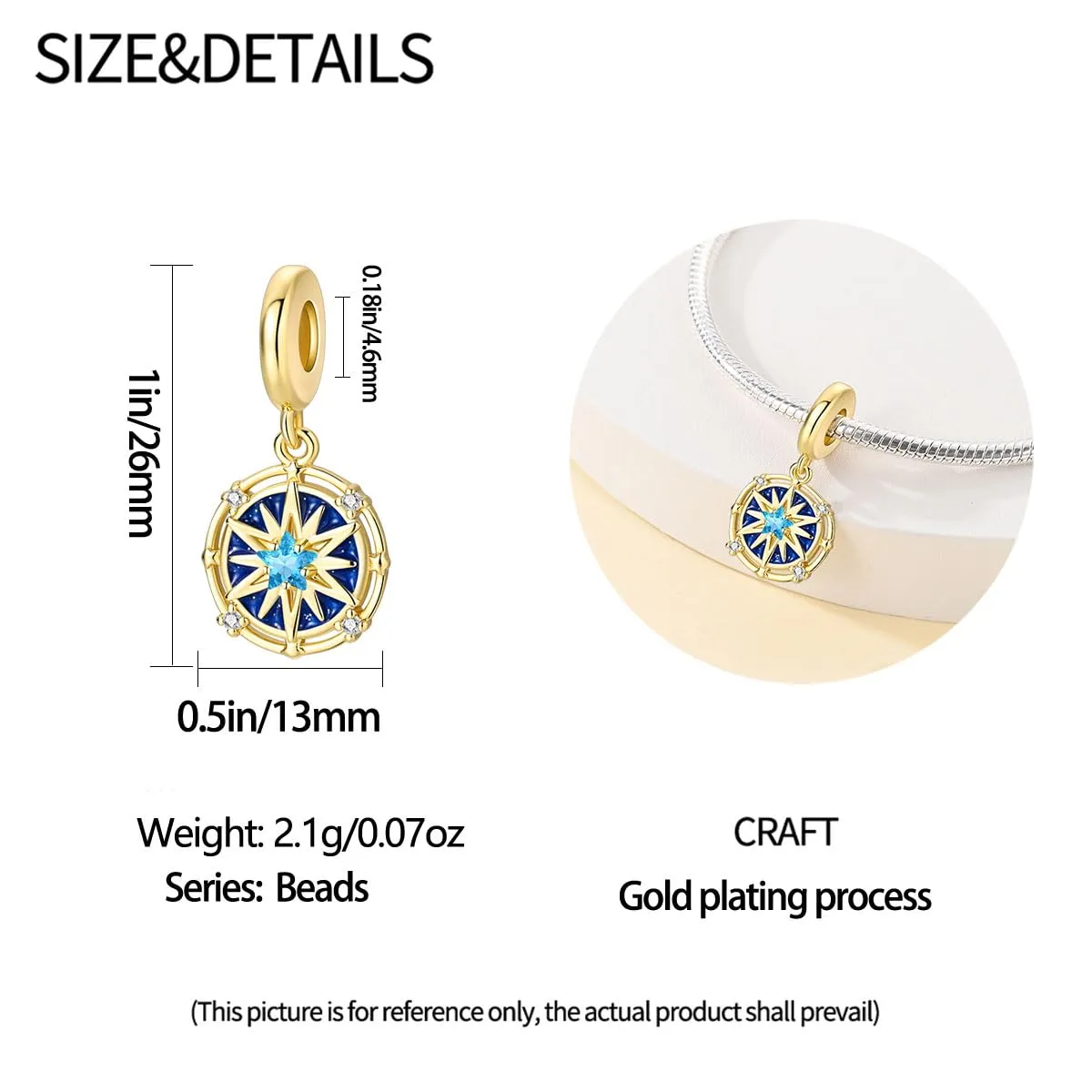 KUNSIR Bead Charm in Argento Sterling 925 con Cubic Zirconia per Braccialetti e Collane Europei - immagine 5