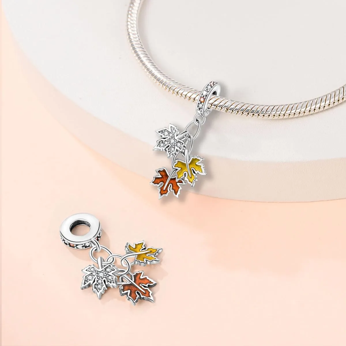 KUNSIR Bead Charm in Argento Sterling 925 con Cubic Zirconia per Braccialetti e Collane Europei - immagine 2