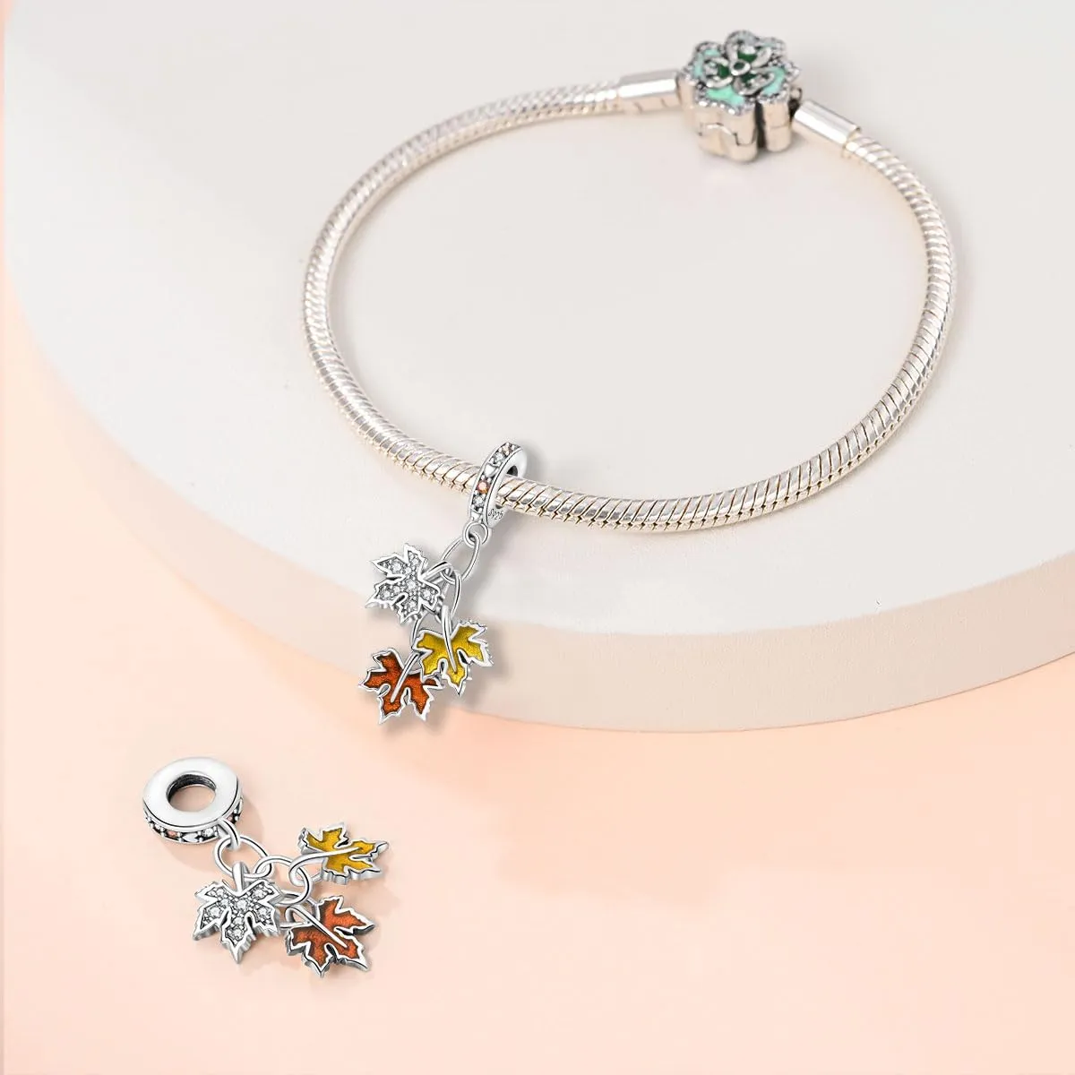 KUNSIR Bead Charm in Argento Sterling 925 con Cubic Zirconia per Braccialetti e Collane Europei - immagine 3