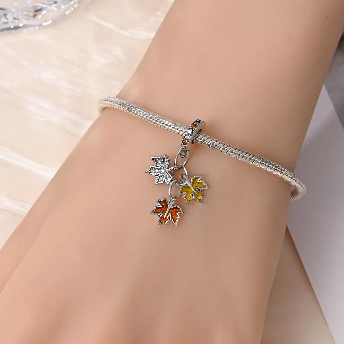 KUNSIR Bead Charm in Argento Sterling 925 con Cubic Zirconia per Braccialetti e Collane Europei - immagine 4