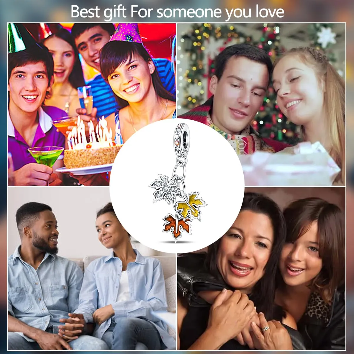 KUNSIR Bead Charm in Argento Sterling 925 con Cubic Zirconia per Braccialetti e Collane Europei - immagine 6