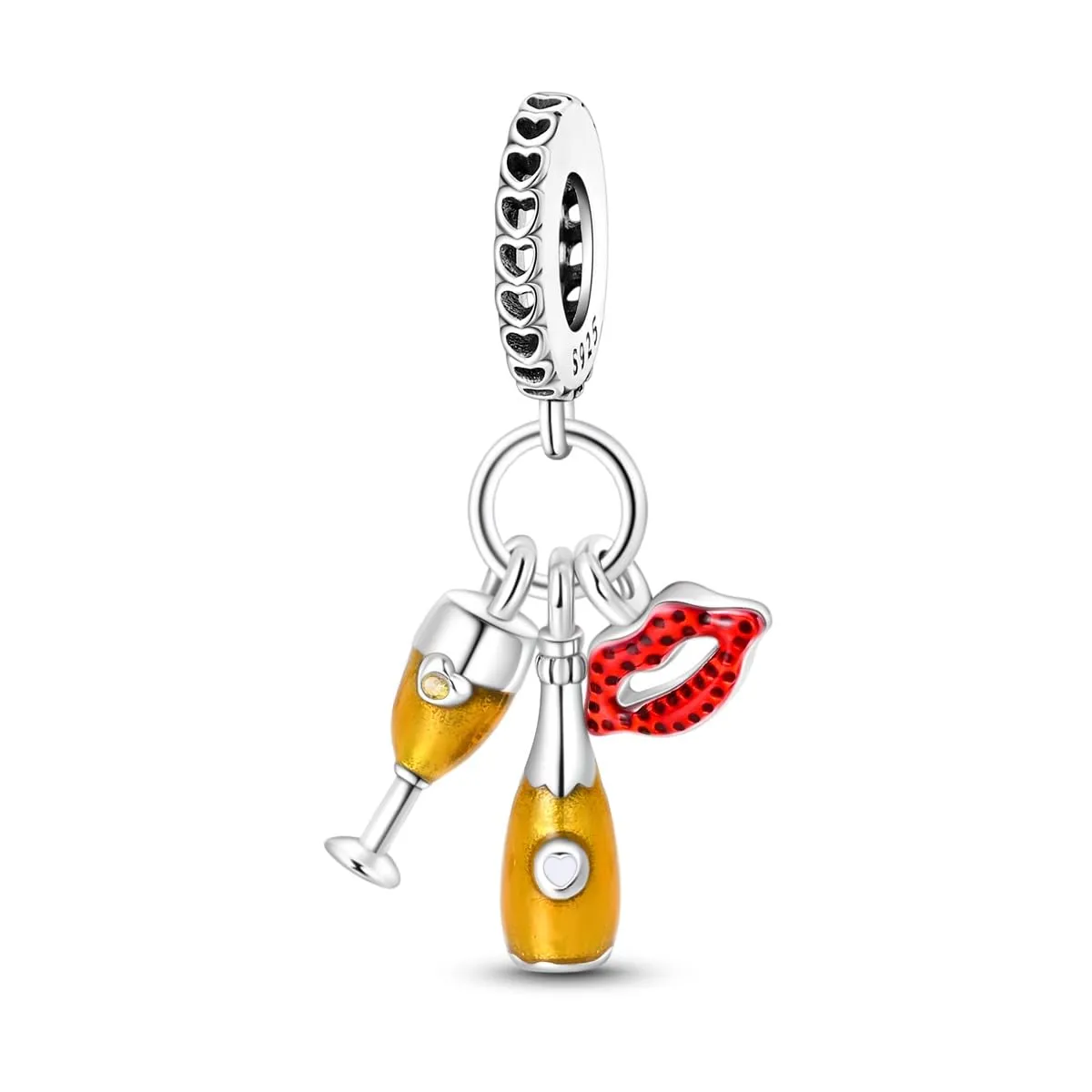 KUNSIR Bead Charm in Argento Sterling 925 con Cubic Zirconia, Compatibile con Braccialetti e Collane Europei - immagine 1