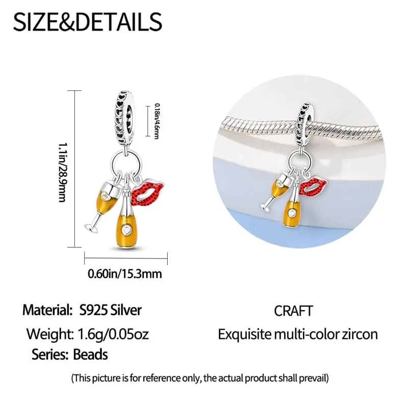 KUNSIR Bead Charm in Argento Sterling 925 con Cubic Zirconia, Compatibile con Braccialetti e Collane Europei - immagine 5