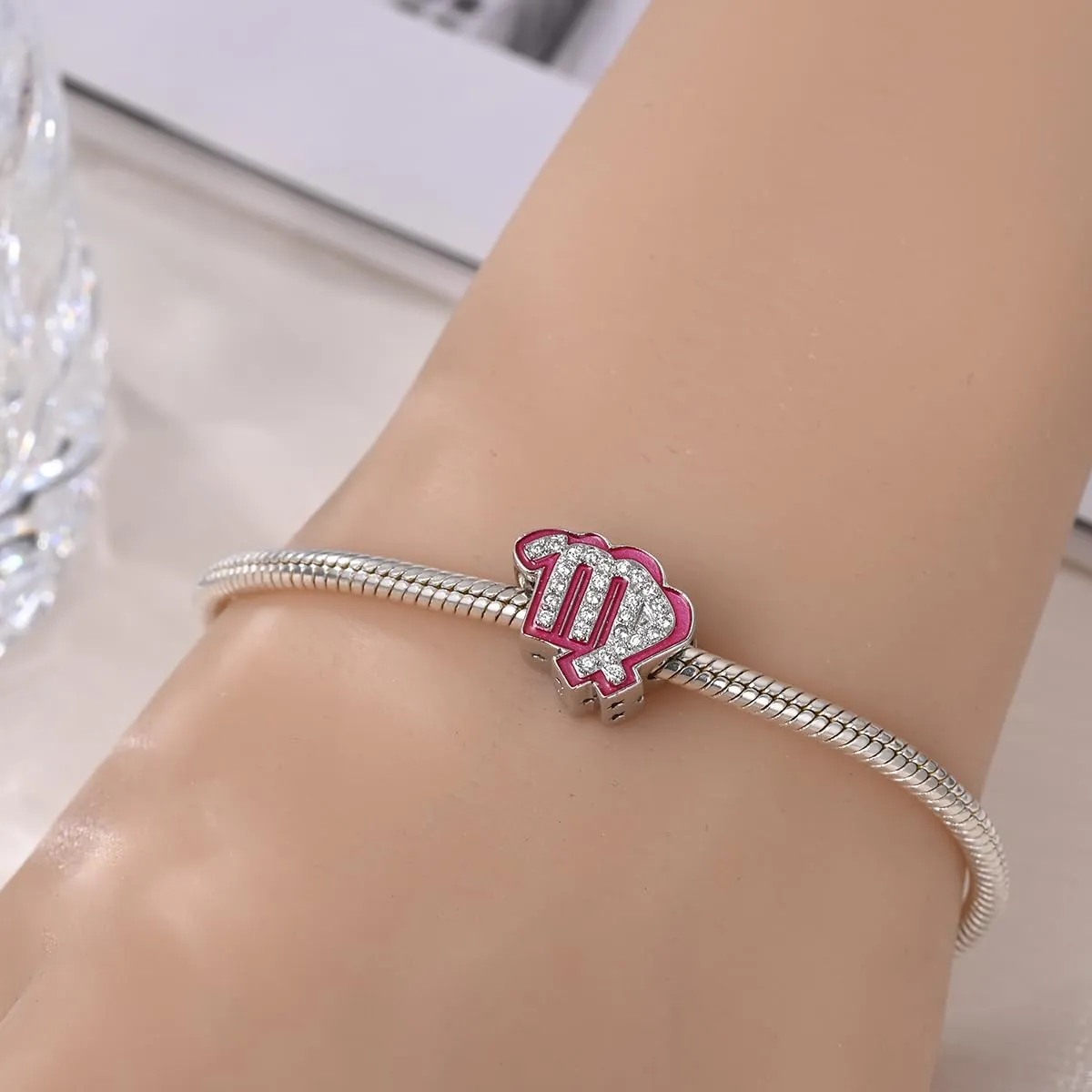 KUNSIR Ciondolo in Argento Sterling 925 con Cubic Zirconia per Braccialetti e Collane Europei - immagine 4