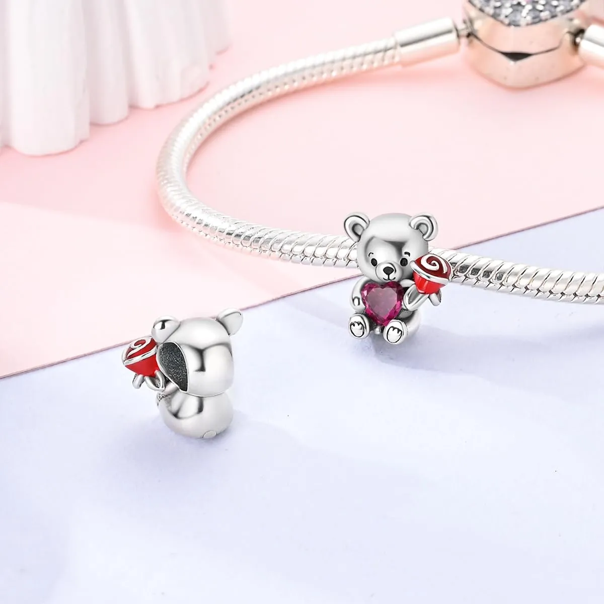 NUJIFFY Ciondolo Orsetto in Argento Sterling 925 per Bracciale e Collana - immagine 2