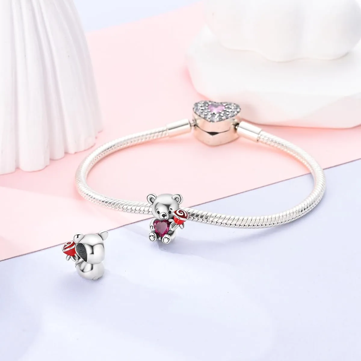 NUJIFFY Ciondolo Orsetto in Argento Sterling 925 per Bracciale e Collana - immagine 6