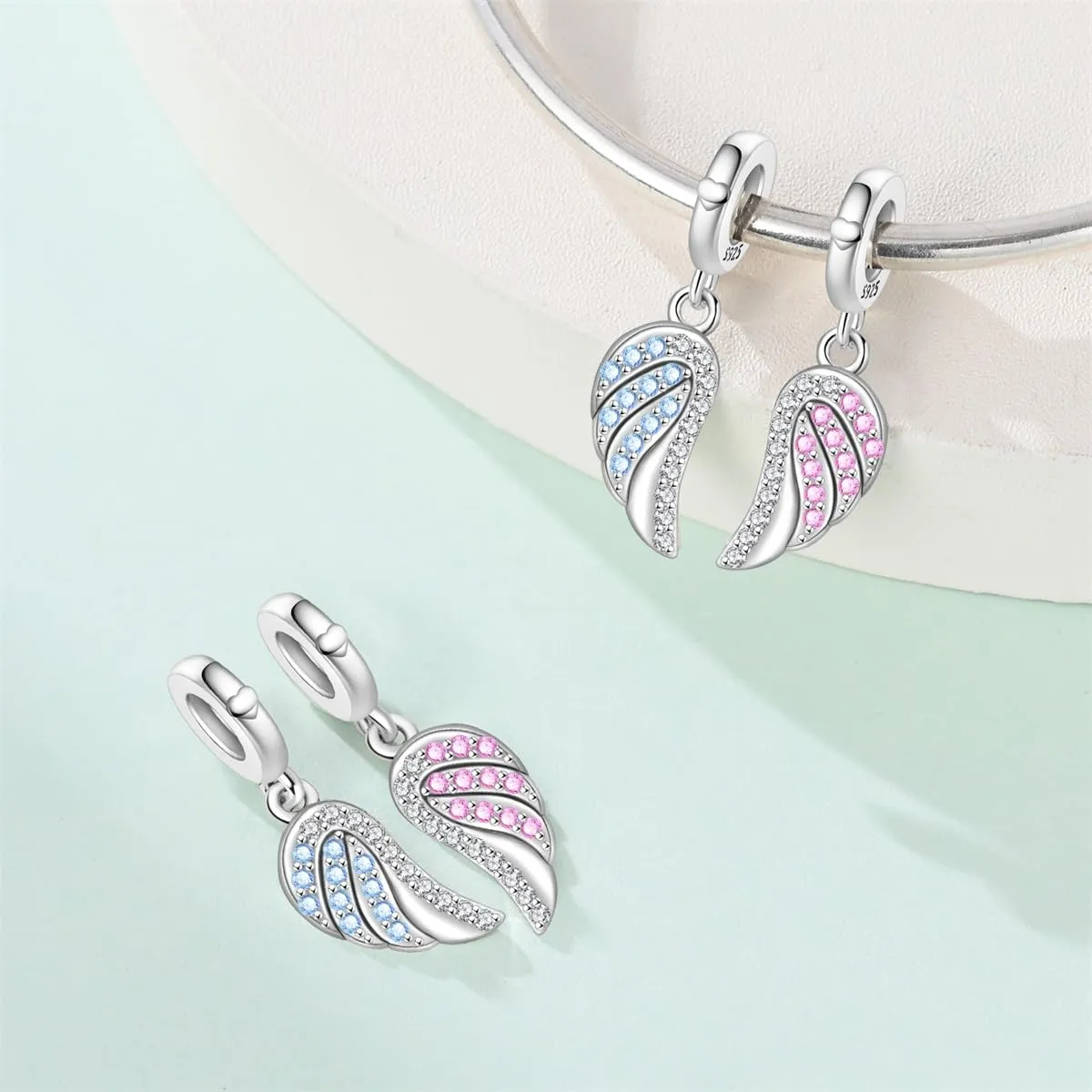 LNQOBU Charm Madre e Figlia Mum Sister in Argento 925 con Zirconi 5A per Braccialetti Pandora - immagine 2
