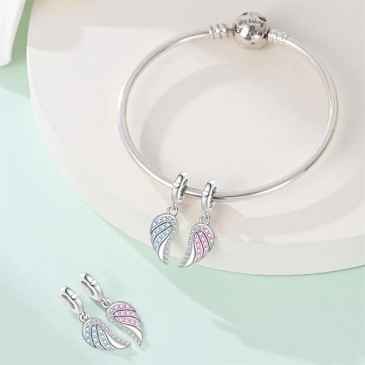 LNQOBU Charm Madre e Figlia Mum Sister in Argento 925 con Zirconi 5A per Braccialetti Pandora - immagine 3