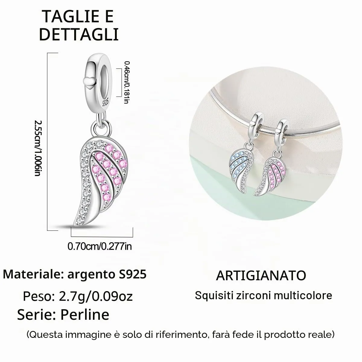 LNQOBU Charm Madre e Figlia Mum Sister in Argento 925 con Zirconi 5A per Braccialetti Pandora - immagine 4