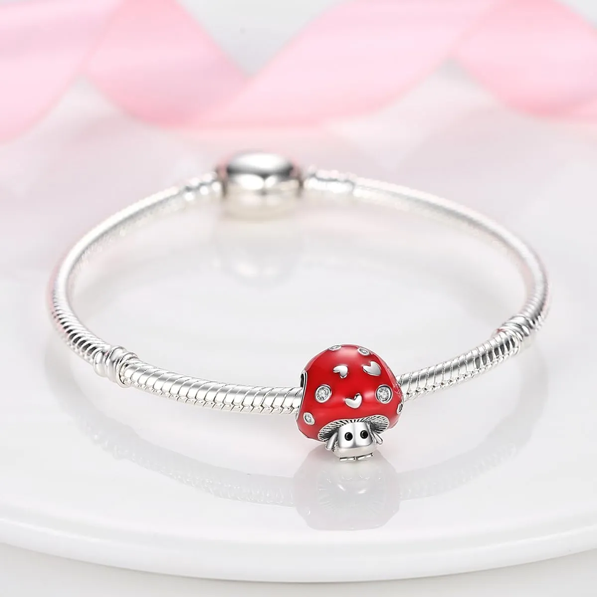 NUJIFFY Ciondoli Animali in Argento Sterling 925 per Bracciale e Collana (Fungo carino Bead Charms) - immagine 2