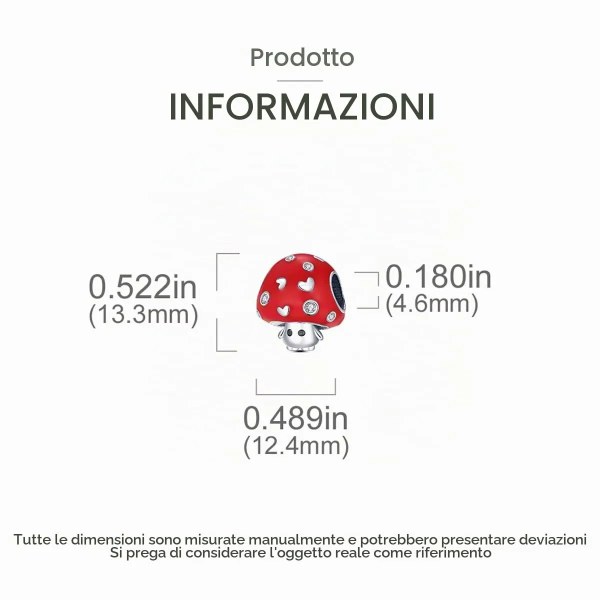NUJIFFY Ciondoli Animali in Argento Sterling 925 per Bracciale e Collana (Fungo carino Bead Charms) - immagine 3