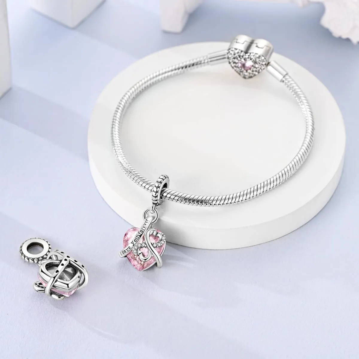 LNQOBU Charm Madre e Figlia Mum Sister in Argento 925 e Zirconi 5A per Braccialetti Pandora - immagine 2