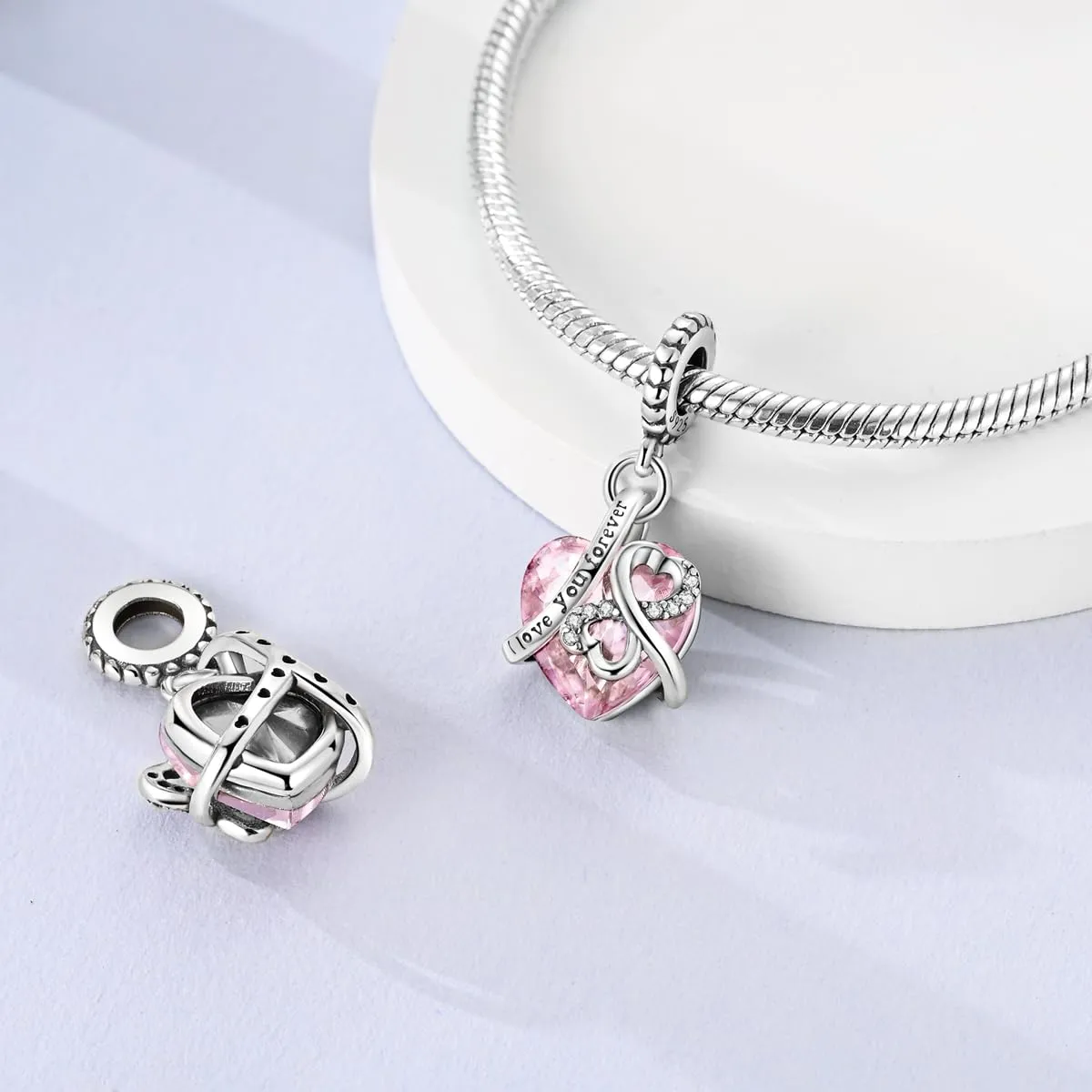 LNQOBU Charm Madre e Figlia Mum Sister in Argento 925 e Zirconi 5A per Braccialetti Pandora - immagine 4