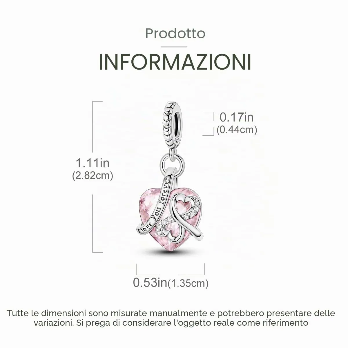 LNQOBU Charm Madre e Figlia Mum Sister in Argento 925 e Zirconi 5A per Braccialetti Pandora - immagine 5