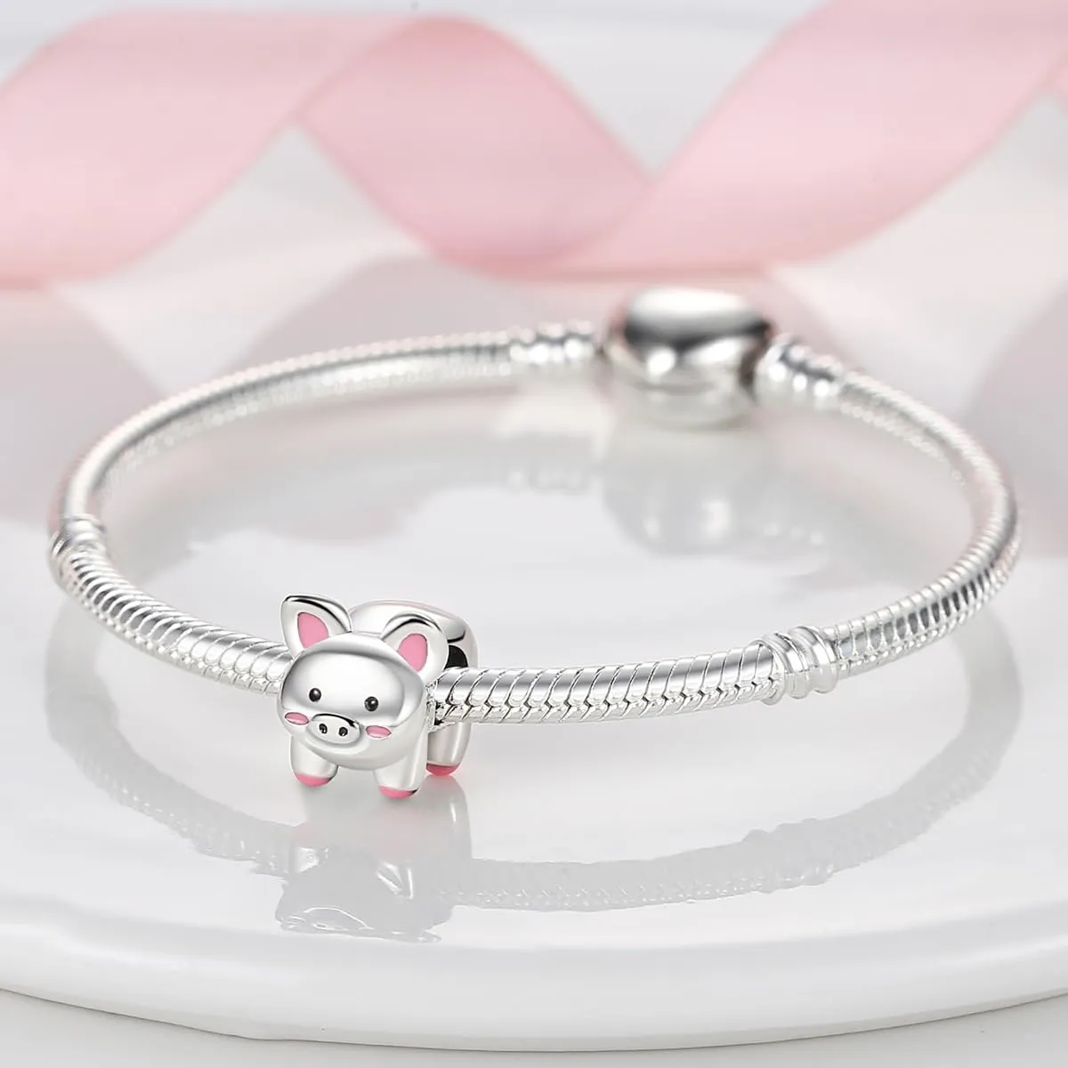NUJIFFY Ciondolo Maiale domestico in Argento Sterling 925 per Bracciale e Collana - immagine 2