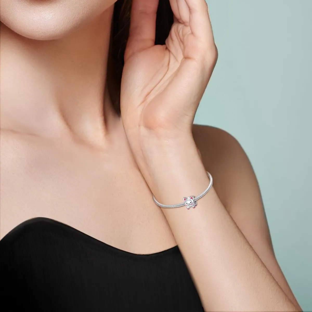 NUJIFFY Ciondolo Maiale domestico in Argento Sterling 925 per Bracciale e Collana - immagine 4