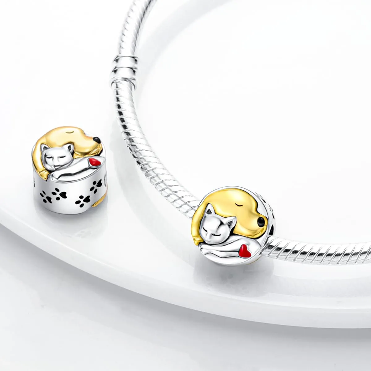 NUJIFFY Ciondoli Animali Gatto e Cane in Argento Sterling 925 per Bracciale - immagine 2
