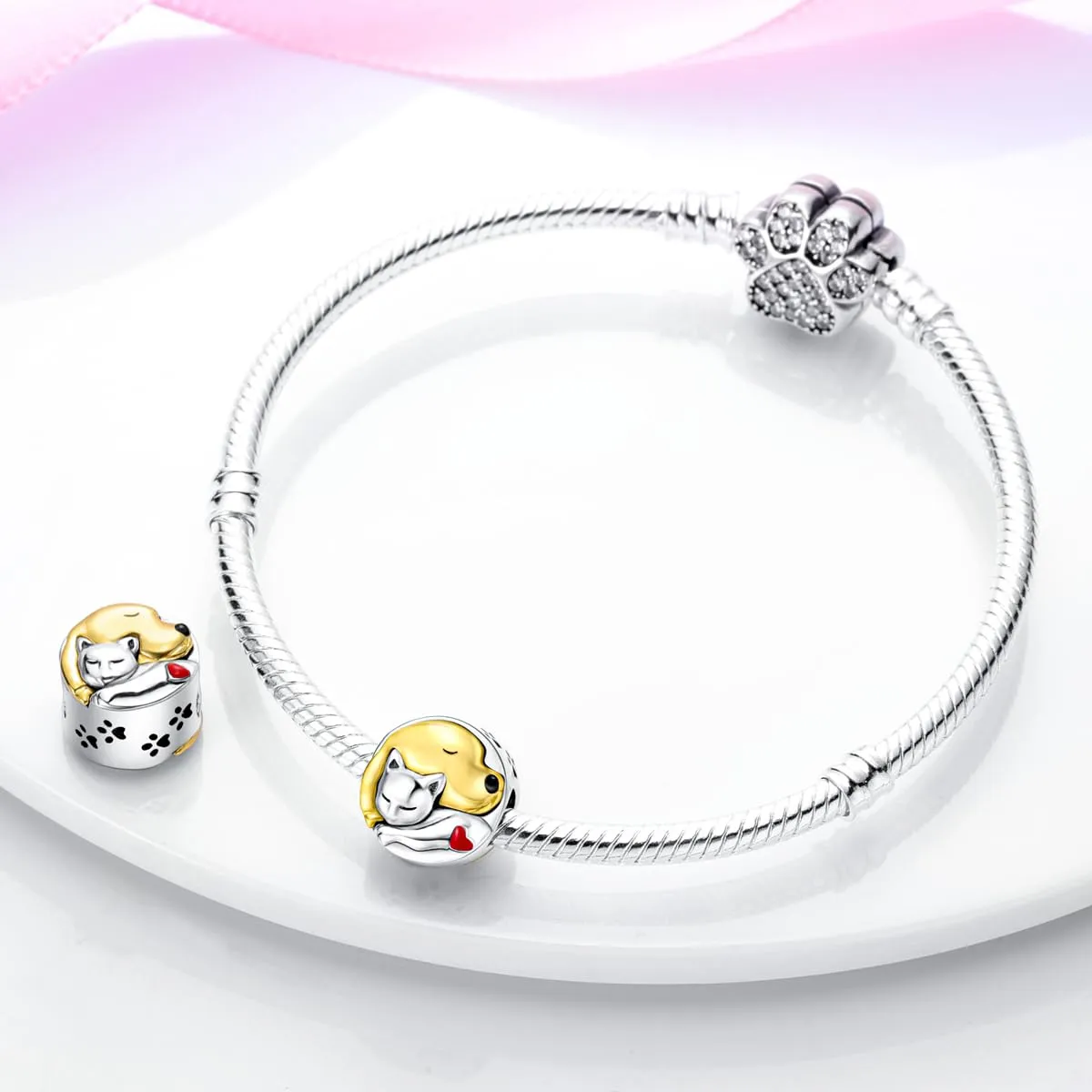 NUJIFFY Ciondoli Animali Gatto e Cane in Argento Sterling 925 per Bracciale - immagine 6